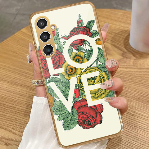 Samsung Galaxy A15 4G - Floral Series 2 - HQ Premium Shine Durable Golden Electroplate Case