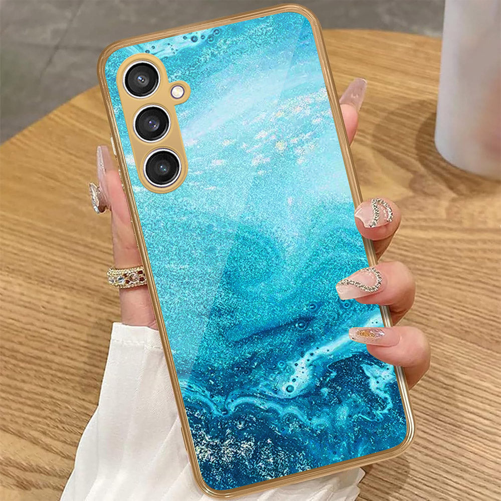 Samsung Galaxy A55 - Mystic Marble Series - HQ Premium Shine Durable Golden Electroplate Case (Fast Delivery)(AH)