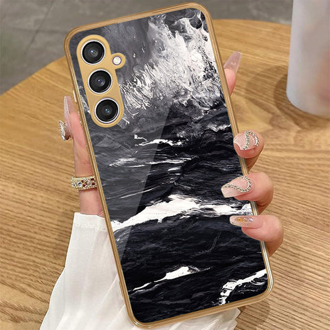 Samsung Galaxy A15 5G - Black Marble Series - HQ Premium Shine Durable Golden Electroplate Case