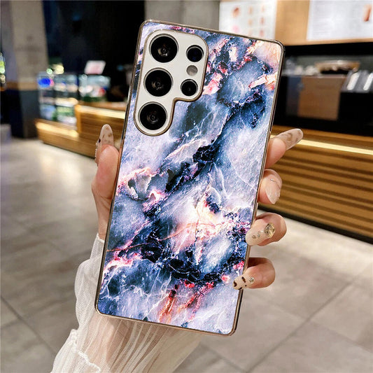 Samsung Galaxy S25 Ultra - Colorful Marble Series - HQ Premium Shine Durable Silver Electroplate Case