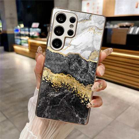 Samsung Galaxy S25 Ultra - Colorful Marble Series - HQ Premium Shine Durable Silver Electroplate Case