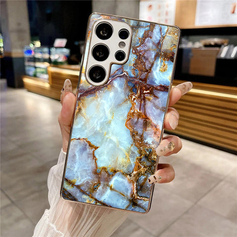 Samsung Galaxy S25 Ultra - Colorful Marble Series - HQ Premium Shine Durable Silver Electroplate Case