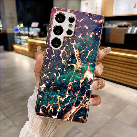 Samsung Galaxy S25 Ultra - Colorful Marble Series - HQ Premium Shine Durable Silver Electroplate Case