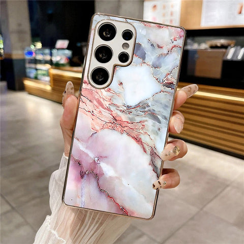 Samsung Galaxy S25 Ultra - Colorful Marble Series - HQ Premium Shine Durable Silver Electroplate Case