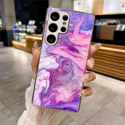 Samsung Galaxy S25 Ultra - Colorful Marble Series - HQ Premium Shine Durable Silver Electroplate Case