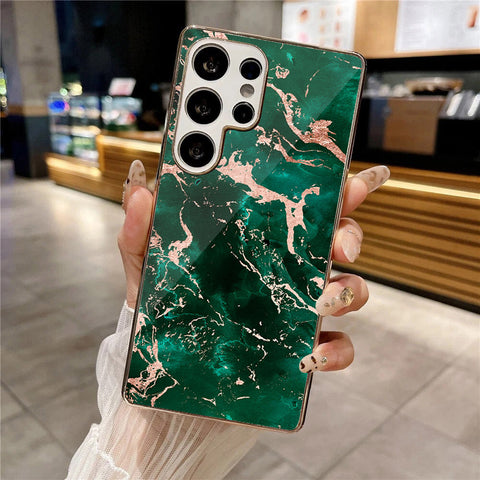 Samsung Galaxy S25 Ultra - Colorful Marble Series - HQ Premium Shine Durable Silver Electroplate Case