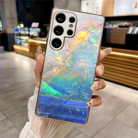 Samsung Galaxy S25 Ultra - Colorful Marble Series - HQ Premium Shine Durable Silver Electroplate Case