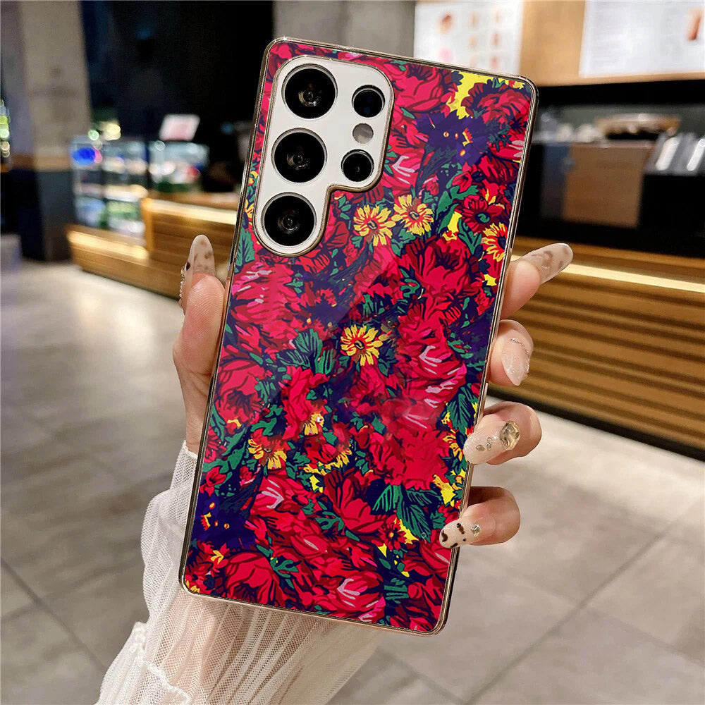 Samsung Galaxy S25 Ultra - Floral Series - HQ Premium Shine Durable Silver Electroplate Case