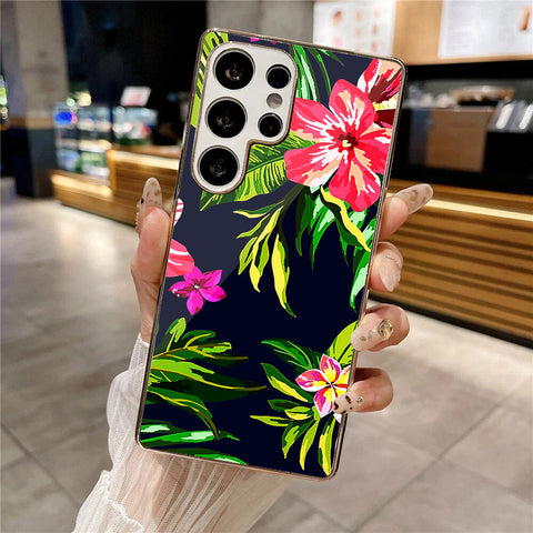 Samsung Galaxy S25 Ultra - Floral Series - HQ Premium Shine Durable Silver Electroplate Case