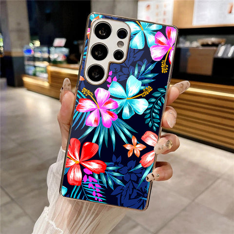 Samsung Galaxy S25 Ultra - Floral Series - HQ Premium Shine Durable Silver Electroplate Case