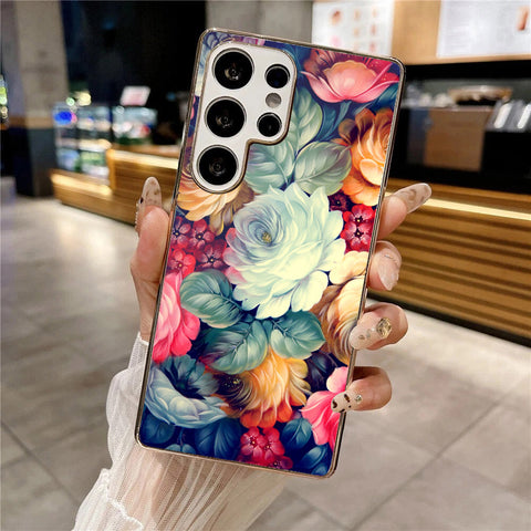Samsung Galaxy S25 Ultra - Floral Series 2 - HQ Premium Shine Durable Silver Electroplate Case