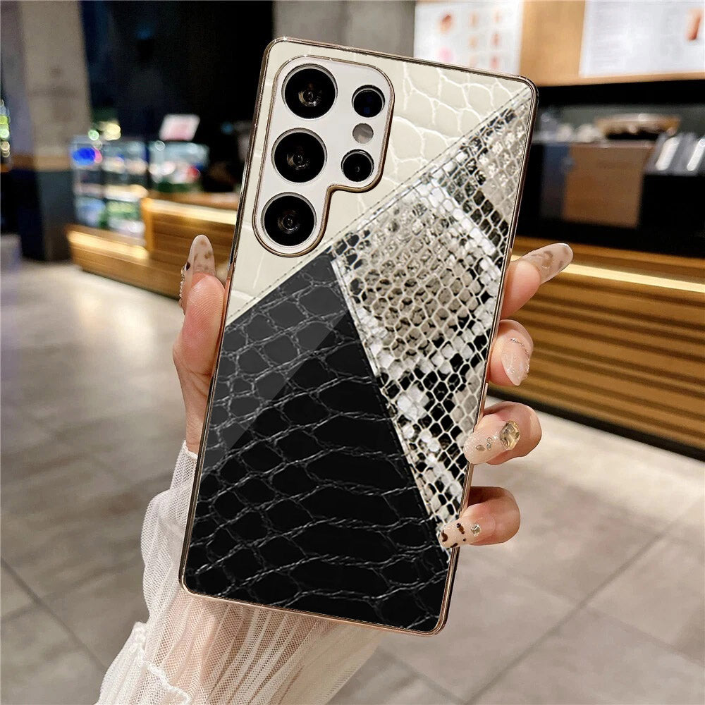 Samsung Galaxy S25 Ultra - Printed Skins Series - HQ Premium Shine Durable Silver Electroplate Case