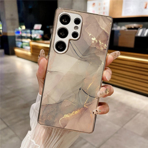Samsung Galaxy S25 Ultra - Mystic Marble Series - HQ Premium Shine Durable Silver Electroplate Case