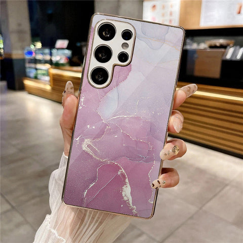 Samsung Galaxy S25 Ultra - Mystic Marble Series - HQ Premium Shine Durable Silver Electroplate Case