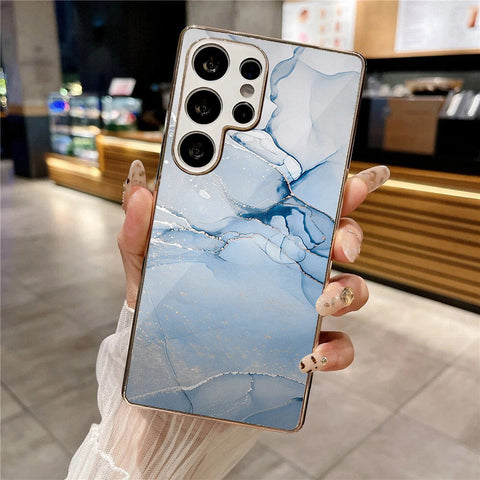 Samsung Galaxy S25 Ultra - Mystic Marble Series - HQ Premium Shine Durable Silver Electroplate Case