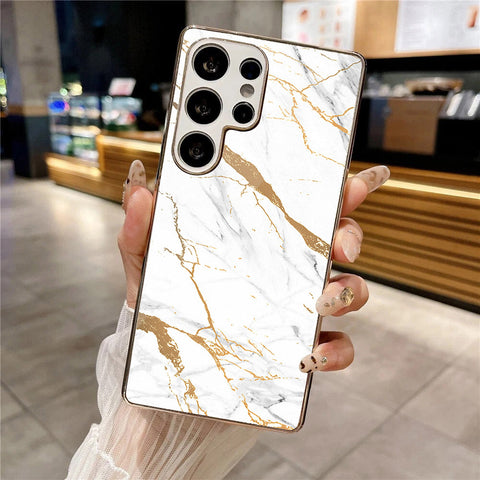 Samsung Galaxy S25 Ultra - Mystic Marble Series - HQ Premium Shine Durable Silver Electroplate Case