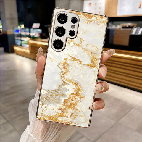 Samsung Galaxy S25 Ultra - Mystic Marble Series - HQ Premium Shine Durable Silver Electroplate Case