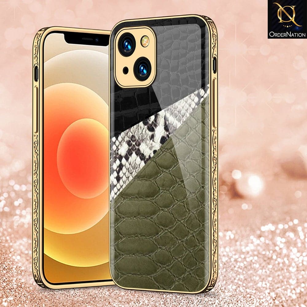 iPhone 13 Cover - Printed Skins Series - D41 - Premium Electroplated Infinity Ultra Shine Glass Soft Silicon Borders Case ( Fast Delivery )