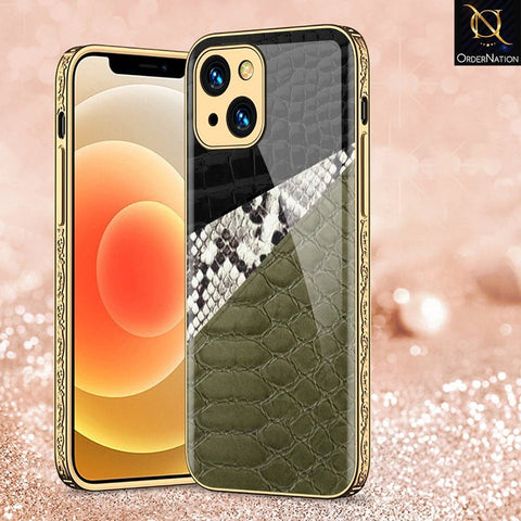 iPhone 13 Cover - Printed Skins Series - D41 - Premium Electroplated Infinity Ultra Shine Glass Soft Silicon Borders Case ( Fast Delivery )