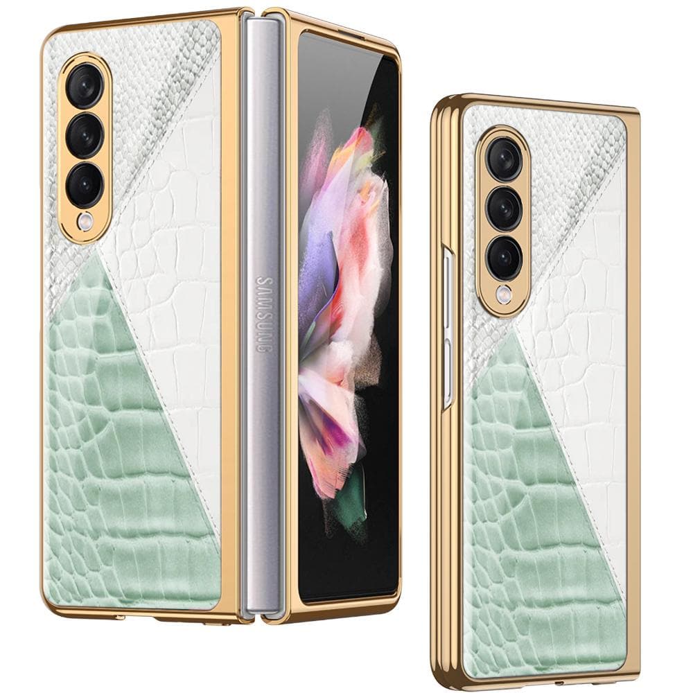 Samsung Galaxy Z Fold 3 5G Cover - Printed Skins Series - D369 - Premium Electroplated Infinity Ultra Shine Glass Soft Silicon Borders Case ( Fast Delivery )