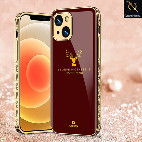 iPhone 13 Cover - Nice Series - D27 - Premium Electroplated Infinity Ultra Shine Glass Soft Silicon Borders Case ( Fast Delivery )