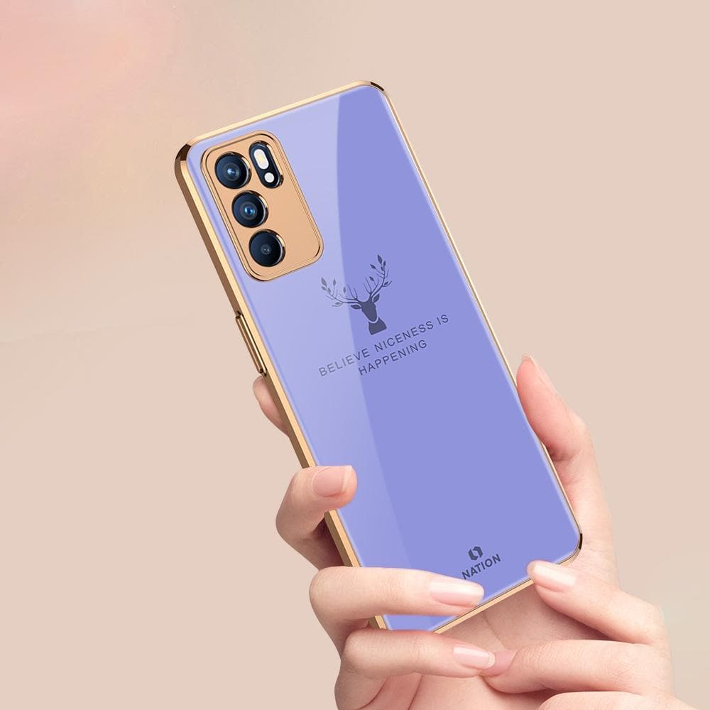 Oppo Reno 6 Pro 5G Cover - Nice Series -D290- Premium Electroplated Infinity Ultra Shine Glass Soft Silicon Borders Case ( Fast Delivery )