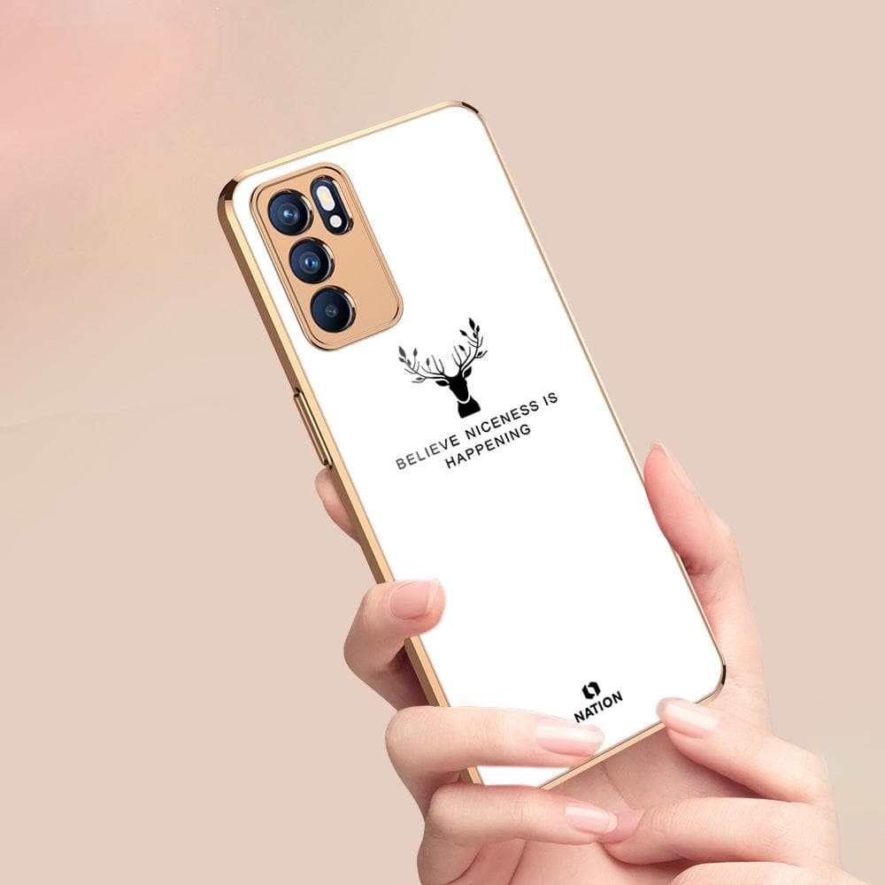 Oppo Reno 6 Pro 5G Cover - Nice Series - D60 - Premium Electroplated Infinity Ultra Shine Glass Soft Silicon Borders Case ( Fast Delivery )