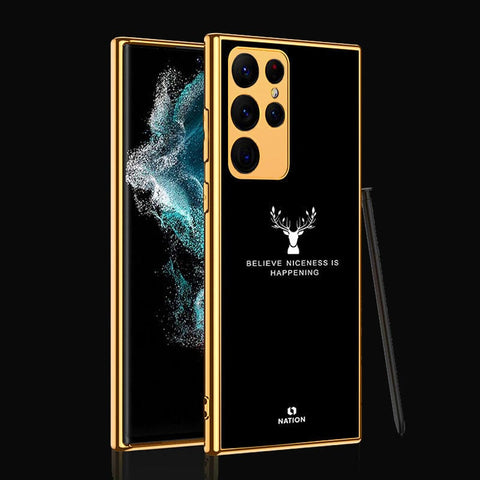 Samsung Galaxy S22 Ultra 5G Cover- Nice Series - D342 - Premium Electroplated Infinity Ultra Shine Glass Soft Silicon Borders Case ( Fast Delivery )