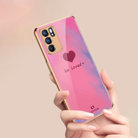 Oppo Reno 6 Pro 5G Cover - ONation Heart Series - Premium Electroplated Infinity Ultra Shine Glass Soft Silicon Borders Case ( Fast Delivery )