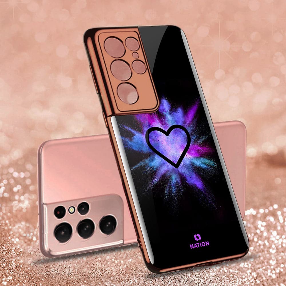 Samsung Galaxy S21 Ultra 5G Cover - Onation Heart Series - D5 - HQ Ultra Shine Premium Infinity Glass Soft Silicon Borders Case ( Fast Delivery )