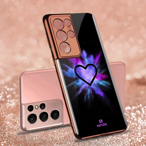 Samsung Galaxy S21 Ultra 5G Cover - Onation Heart Series - D5 - HQ Ultra Shine Premium Infinity Glass Soft Silicon Borders Case ( Fast Delivery )