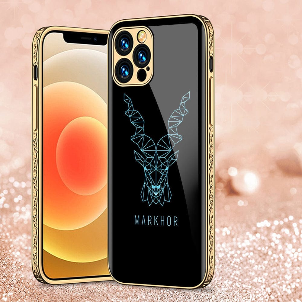 iPhone 13 Pro Max Cover - Markhor Series - D21 - Premium Electroplated Infinity Ultra Shine Glass Soft Silicon Borders Case ( Fast Delivery )