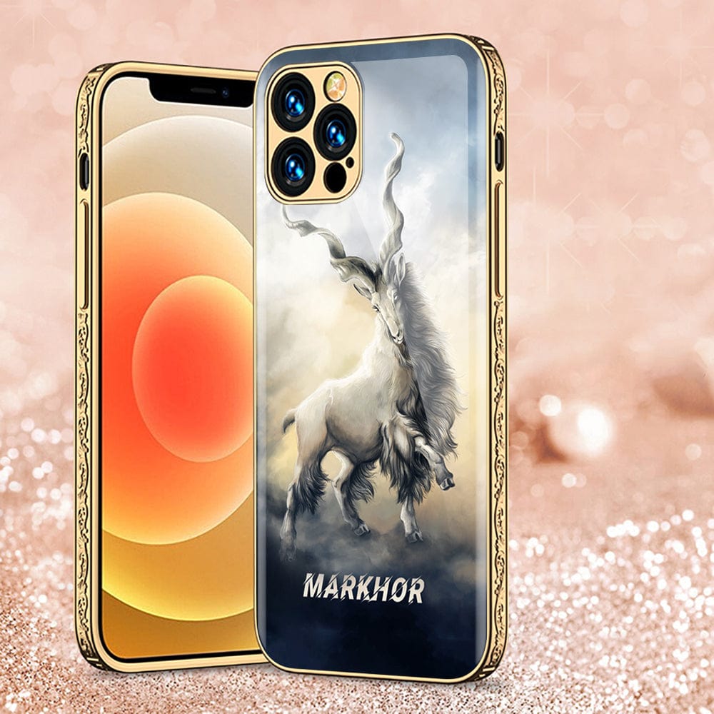 iPhone 13 Pro Max Cover - Markhor Series - D7 - Premium Electroplated Infinity Ultra Shine Glass Soft Silicon Borders Case ( Fast Delivery )