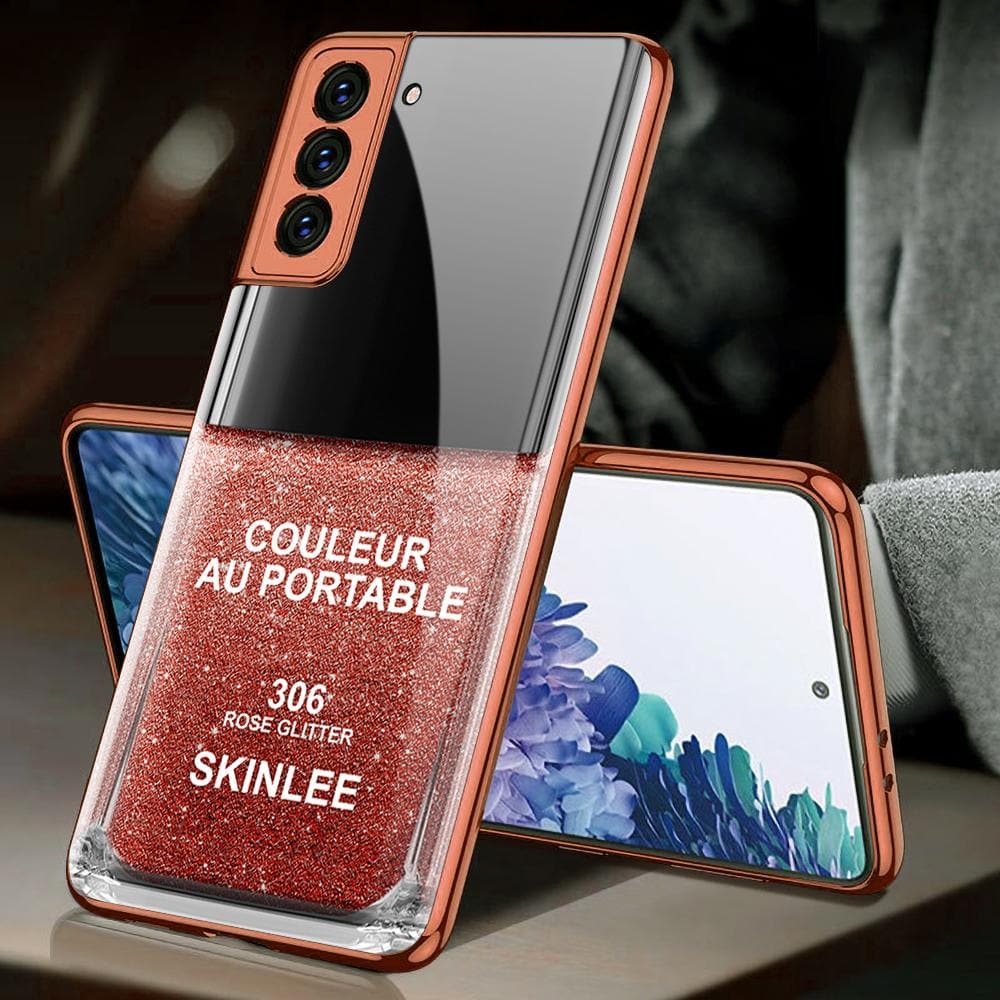 Samsung Galaxy S21 5G Cover - Couleur Au Portable Series - D23 - Premium Electroplated Infinity Ultra Shine Glass Soft Silicon Borders Case ( Fast Delivery )