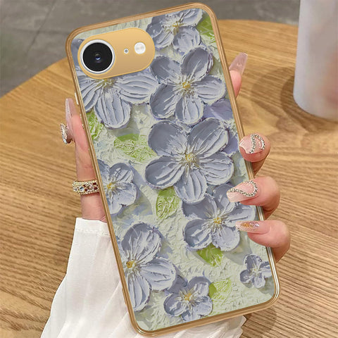 iPhone 16e - Floral Series - Design 12 - Grey & Green - HQ Premium Shine Durable Golden Electroplate Case