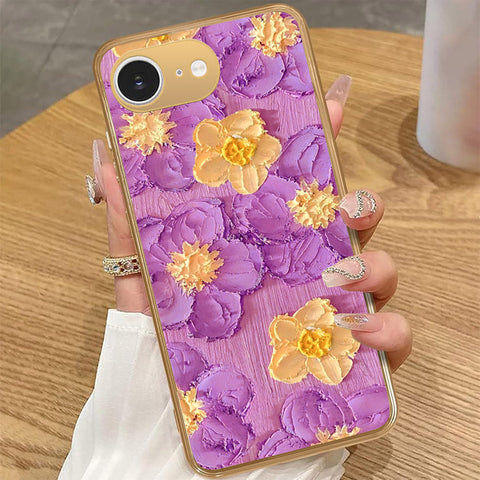 iPhone 16e - Floral Series - Design 8 - Purple & Yellow - HQ Premium Shine Durable Golden Electroplate Case