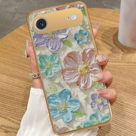 iPhone 17 Air - Floral Series - Design 14 - Blue & Purple - HQ Premium Shine Durable Golden Electroplate Case