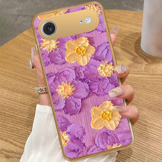 iPhone 17 Air - Floral Series - Design 8 - Purple & Yellow - HQ Premium Shine Durable Golden Electroplate Case