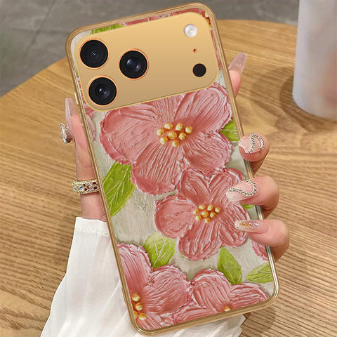 iPhone 17 Pro Max - Floral Series - Design 9 - Pink & Green - HQ Premium Shine Durable Golden Electroplate Case