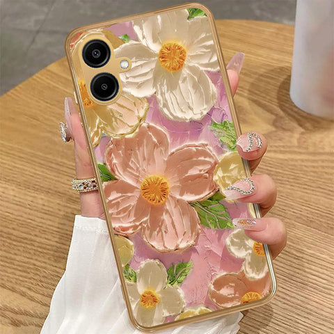 Samsung Galaxy A06 - Floral Series - Design 11 - White & Green - HQ Premium Shine Durable Golden Electroplate Case