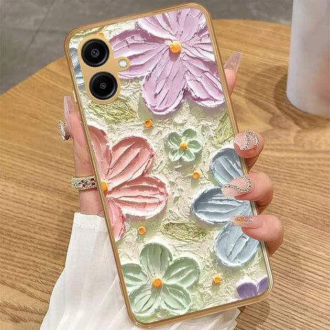 Samsung Galaxy A06 - Floral Series - Design 15 - Blue & Green - HQ Premium Shine Durable Golden Electroplate Case