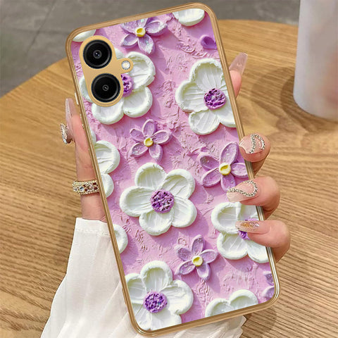 Samsung Galaxy A06 - Floral Series - Design 4 - Purple & White - HQ Premium Shine Durable Golden Electroplate Case