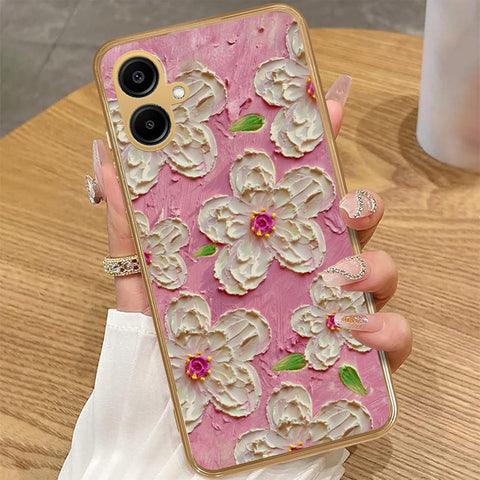 Samsung Galaxy A06 - Floral Series - Design 5 - Pink & White - HQ Premium Shine Durable Golden Electroplate Case