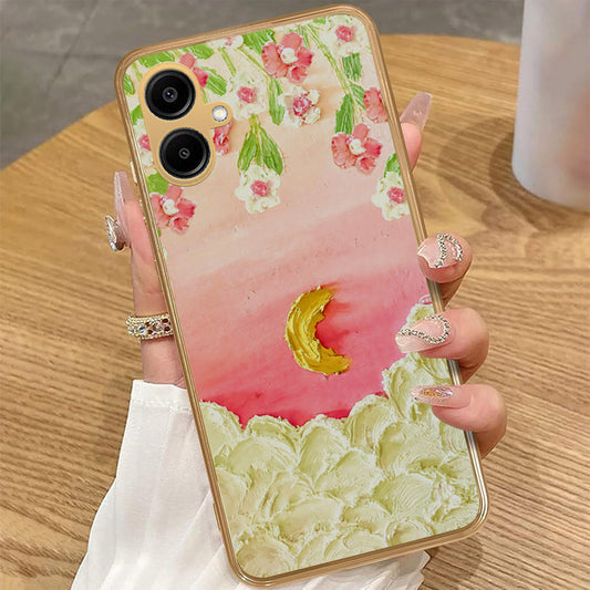Samsung Galaxy A06 - Floral Series - Design 7 - Pink & Yellow - HQ Premium Shine Durable Golden Electroplate Case