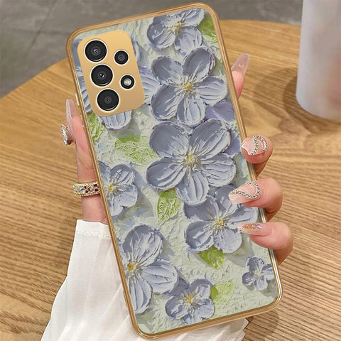 Samsung Galaxy A23 Cover - Floral Series - Design 12 - Grey & Green - HQ Premium Shine Durable Golden Electroplate Case