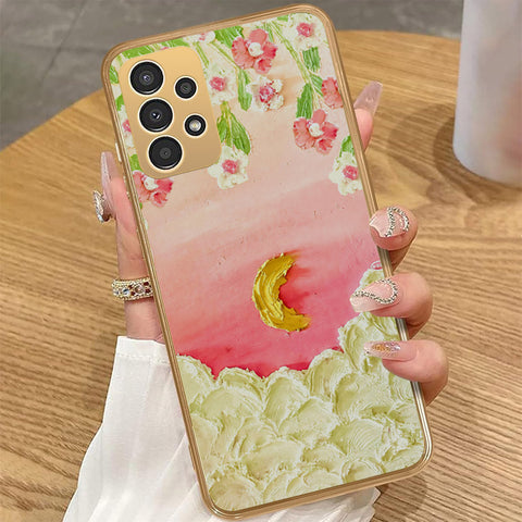 Samsung Galaxy A32 - Floral Series - Design 7 - Pink & Yellow - HQ Premium Shine Durable Golden Electroplate Case