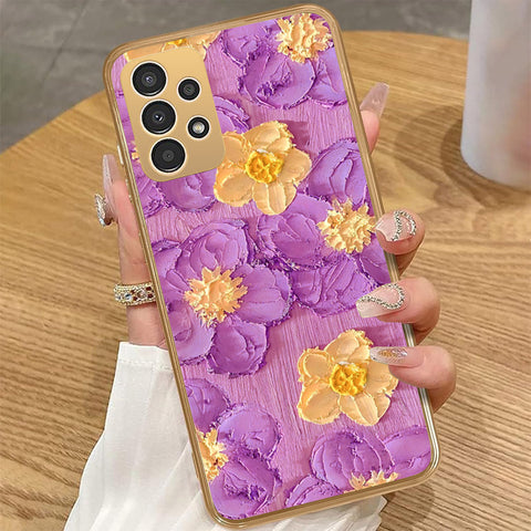 Samsung Galaxy A32 - Floral Series - Design 8 - Purple & Yellow - HQ Premium Shine Durable Golden Electroplate Case