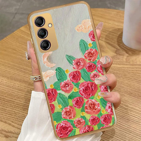 Samsung Galaxy A14 - Floral Series - Design 10 - Red & Green - HQ Premium Shine Durable Golden Electroplate Case