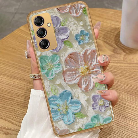 Samsung Galaxy A14 - Floral Series - Design 14 - Blue & Purple - HQ Premium Shine Durable Golden Electroplate Case