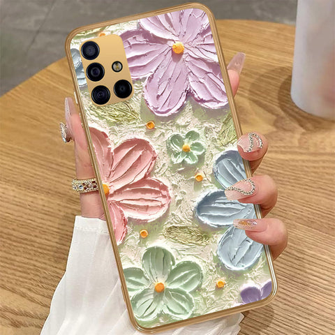 Samsung Galaxy A71 - Floral Series - Design 15 - Blue & Green - HQ Premium Shine Durable Golden Electroplate Case